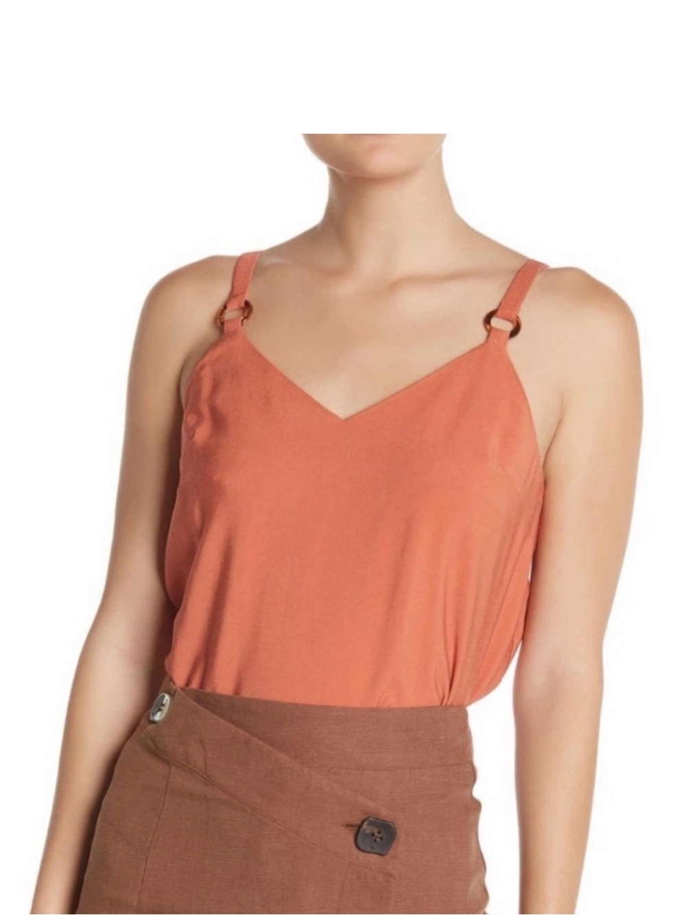 Topshop Tilda Ring  Rust V-Neck Spaghetti Strap Tank Top Size 8